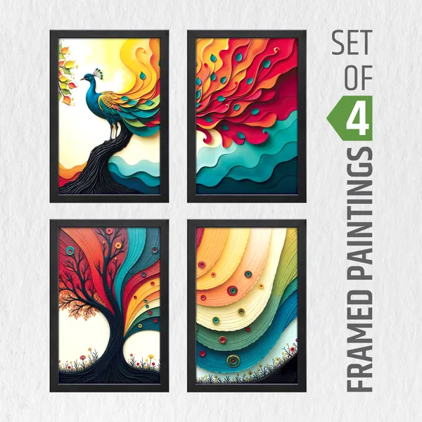 Pecacok_Abstract_Wall_Décor_Paintings_(Set_of_4)