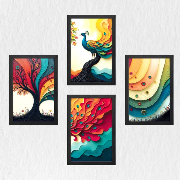 Pecacok_Abstract_Wall_Décor_Paintings_(Set_of_4)