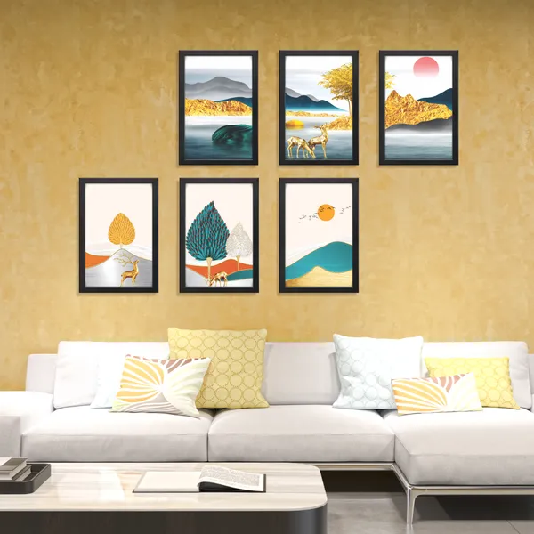 Golden_Deer_&_Mountain_Landscape_(_Set_of_6)