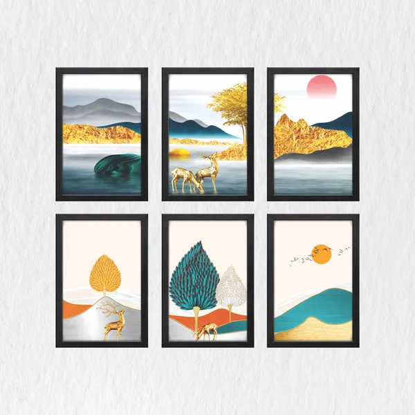 Golden_Deer_&_Mountain_Landscape_(_Set_of_6)