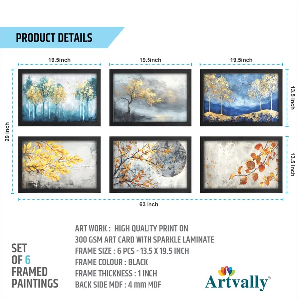 Golden_Tree_&_Fall_Leaves_Wall_Art_Collection_(_Set_of_6)