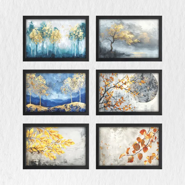 Golden_Tree_&_Fall_Leaves_Wall_Art_Collection_(_Set_of_6)