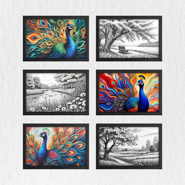 Pecacok_Wall_Decore_Paintings_(Set_of_6)