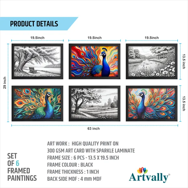 Pecacok_Wall_Decore_Paintings_(Set_of_6)