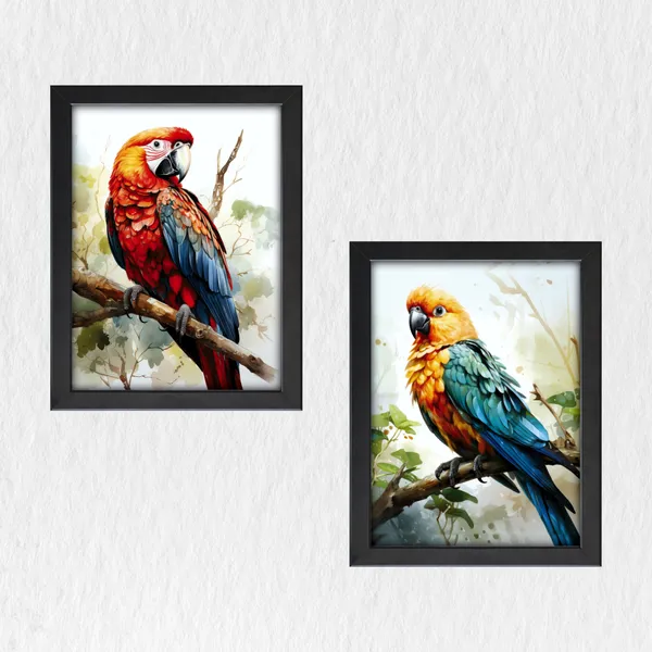 Parrot_Wall_Art_Framed_Wall_Painting_(Set_of_2)