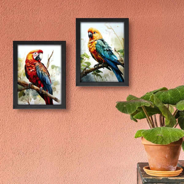 Parrot_Wall_Art_Framed_Wall_Painting_(Set_of_2)