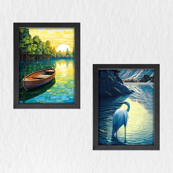 Ship_and_Swan_Landscape_Wall_Painting_(Set_of_2)