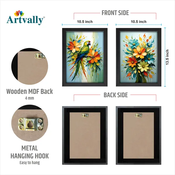 Parrot_with_Floral_Wall_Décor_Paintings__(Set_of_2)