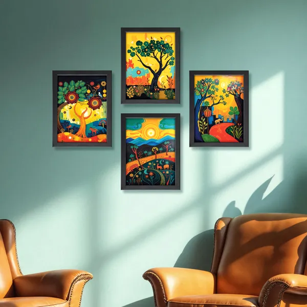 Traditional_Folk_Art_Nature_Canvas_Painting_(Set_of_4)