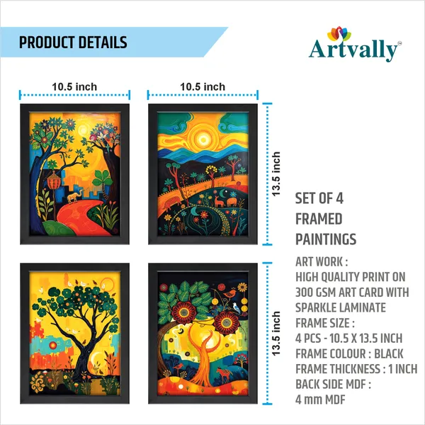 Traditional_Folk_Art_Nature_Canvas_Painting_(Set_of_4)