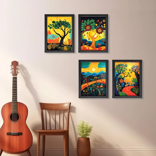 Traditional_Folk_Art_Nature_Canvas_Painting_(Set_of_4)