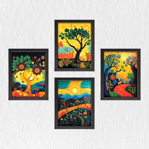 Traditional_Folk_Art_Nature_Canvas_Painting_(Set_of_4)