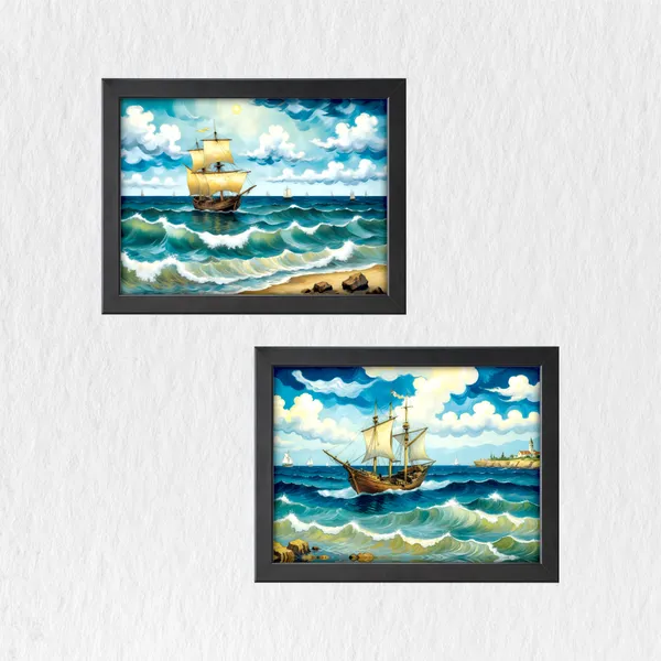 Ship_on_The_River_Landscape_Painting_(Set_of_2)