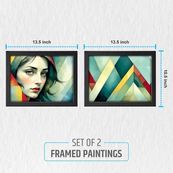 Modern_Woman_Portrait_&_Geometric_Abstract_Wall_Painting_(Set_of_2)