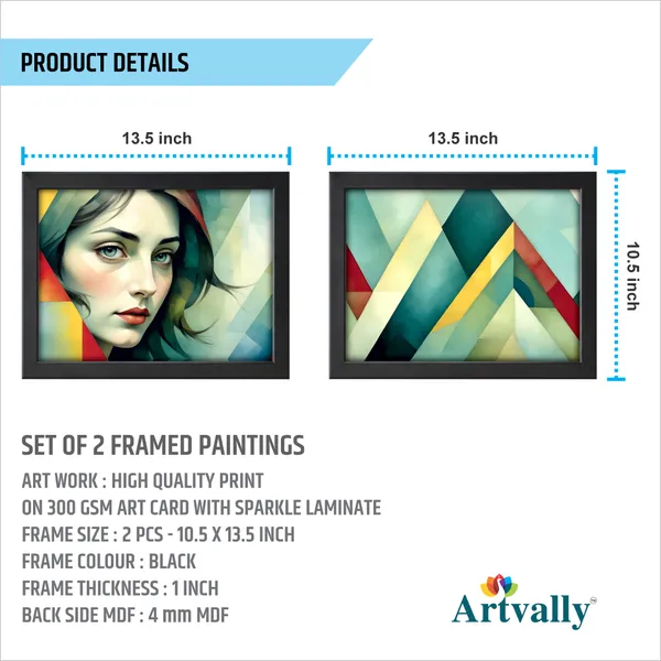 Modern_Woman_Portrait_&_Geometric_Abstract_Wall_Painting_(Set_of_2)