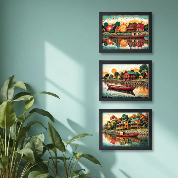 Golden_River_Village_Wall_Decor_(_Set_of_3)