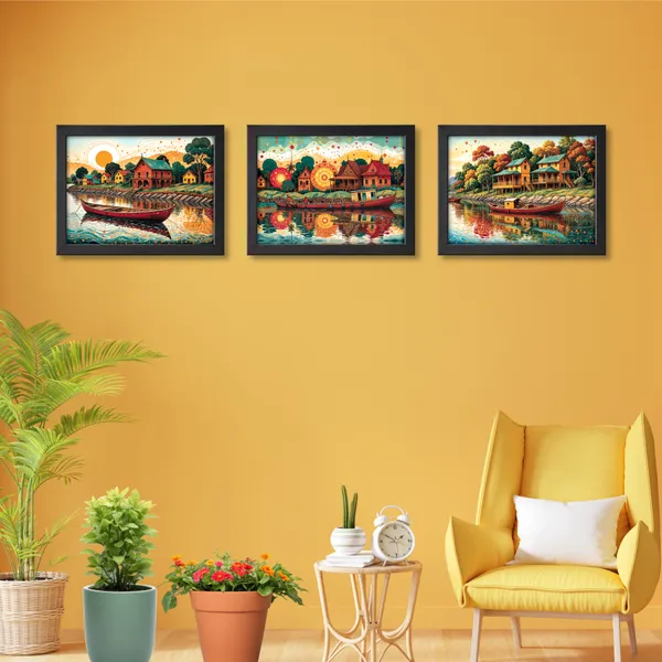 Golden_River_Village_Wall_Decor_(_Set_of_3)