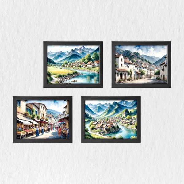 Village_by_the_River_Wall_Decor_(_Set_of_4)