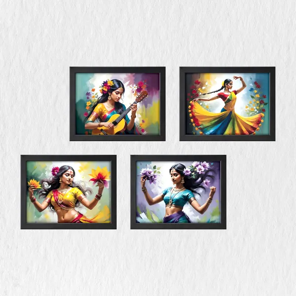 Indian_Classical_Dance_&_Music_Wall_Art_(Set_of_4)