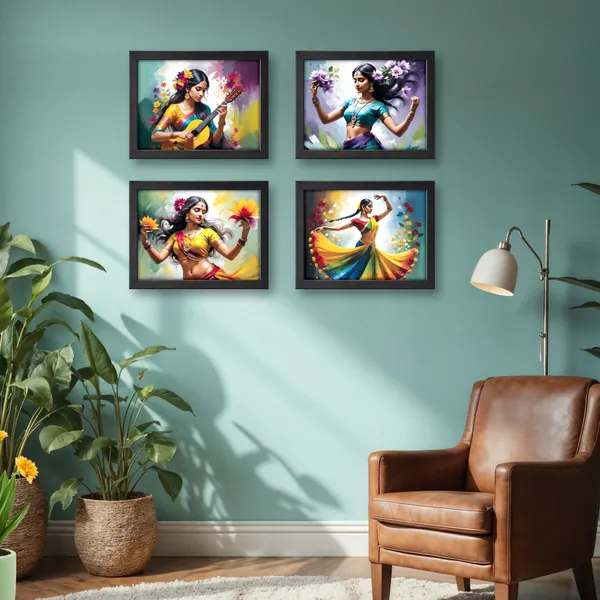 Indian_Classical_Dance_&_Music_Wall_Art_(Set_of_4)