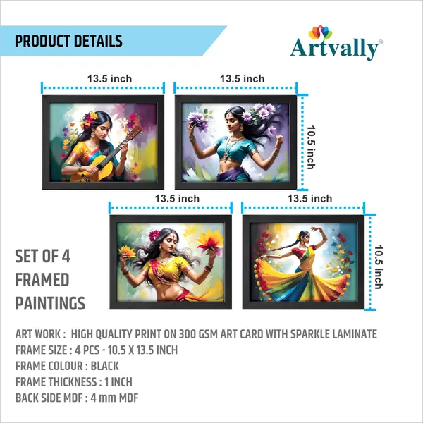 Indian_Classical_Dance_&_Music_Wall_Art_(Set_of_4)