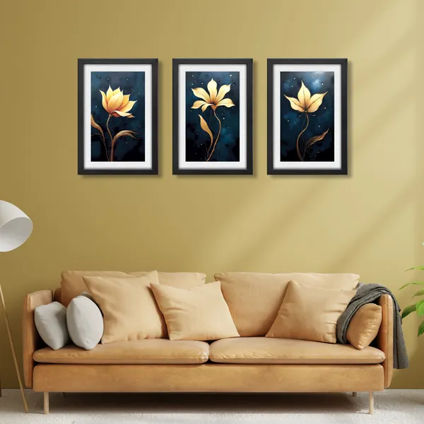 Golden_Lotus_Painting_for_Wall_Decor_(Set_of_3)