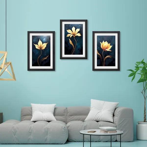 Golden_Lotus_Painting_for_Wall_Decor_(Set_of_3)