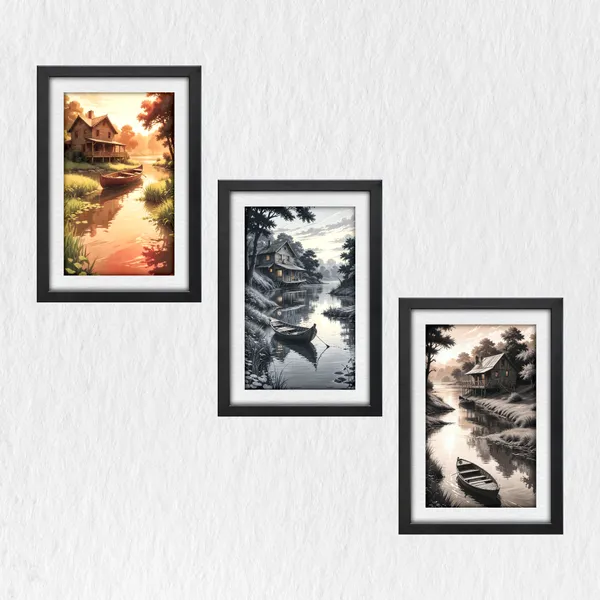 Boat_&_Riverside_Landscape_Wall_Art_(_Set_of_3)