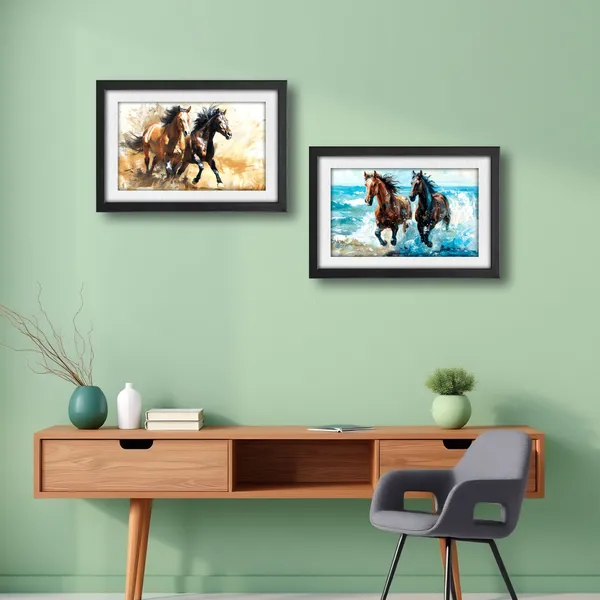 Horse_Wall_Painting,_Floral_Painting_(Set_of_2)