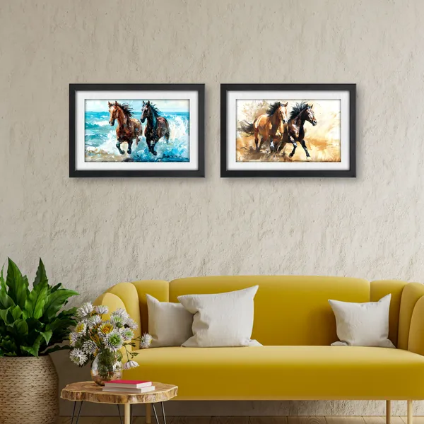 Horse_Wall_Painting,_Floral_Painting_(Set_of_2)