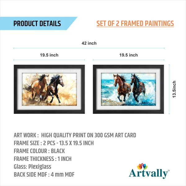 Horse_Wall_Painting,_Floral_Painting_(Set_of_2)