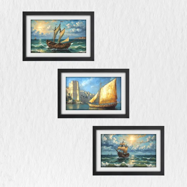 Vintage_Sailing_Ship,_Ocean_&_Coastal_Landscape_Paintings_(Set_of_3)