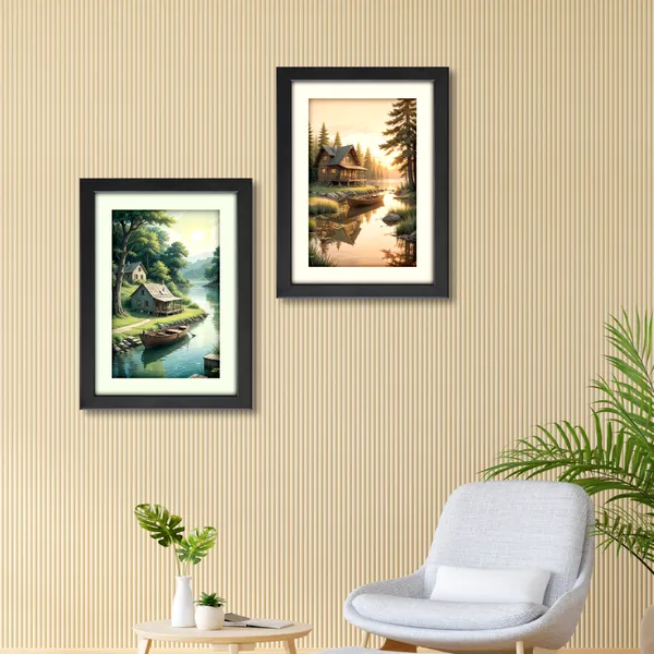 Wooden_Cottage_&_Boat_Landscape_Wall_Art_(_Set_of_2)