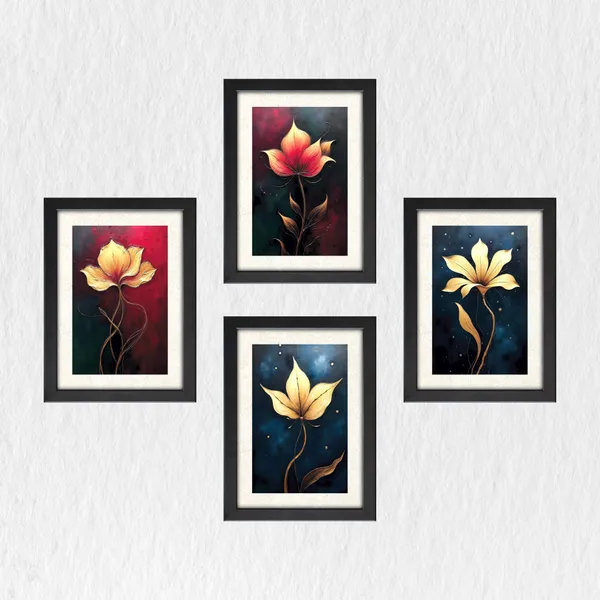 Golden_Lotus_Flower_Painting_for_Wall_Decor_(Set_of_4)