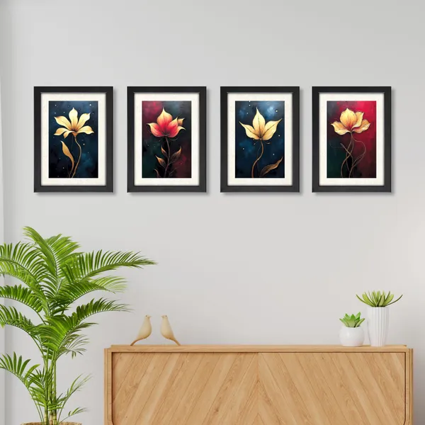 Golden_Lotus_Flower_Painting_for_Wall_Decor_(Set_of_4)