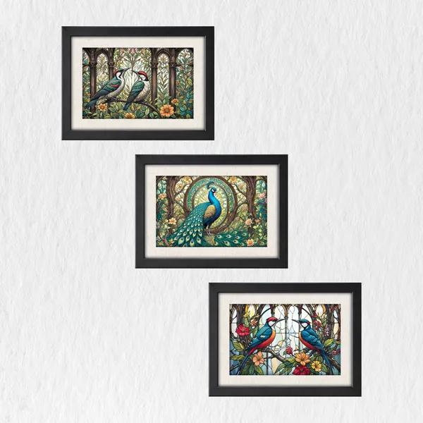 Pecacok_and_Birds_Wall_Décor_Paintings_(Set_of_3)