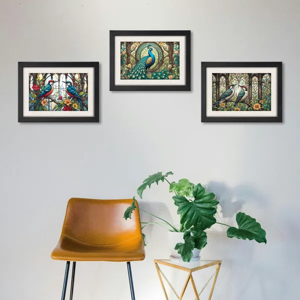 Pecacok_and_Birds_Wall_Décor_Paintings_(Set_of_3)