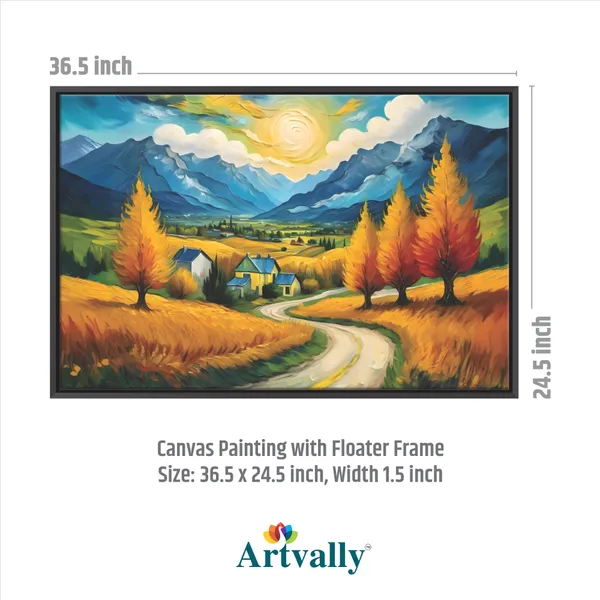 Golden_Fields_&_Mountain_View_Canvas_Wall_Painting