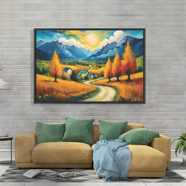 Golden_Fields_&_Mountain_View_Canvas_Wall_Painting