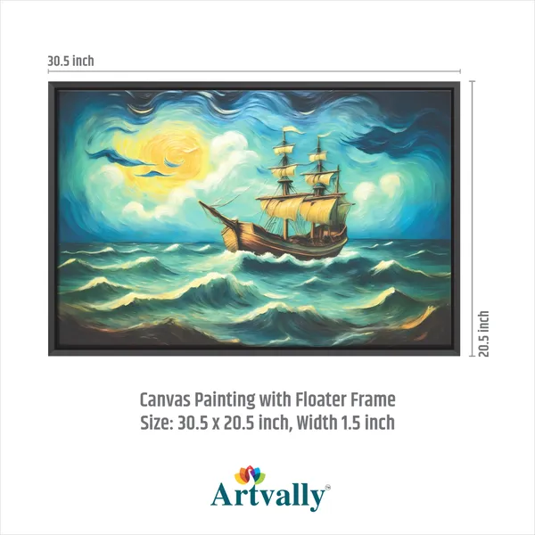 Vintage_Ship_Painting,_Ocean_Landscape_Canvas_Painting