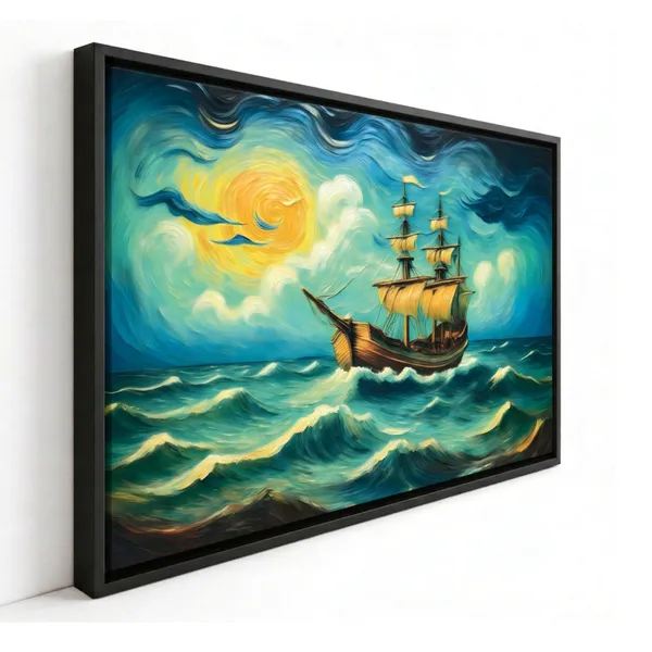 Vintage_Ship_Painting,_Ocean_Landscape_Canvas_Painting