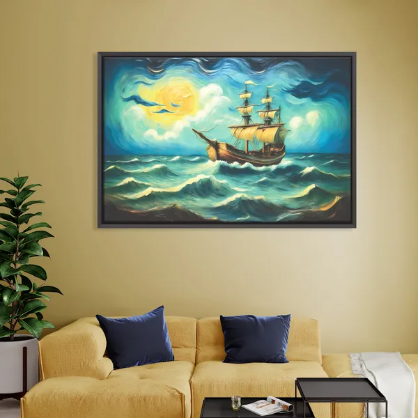 Vintage_Ship_Painting,_Ocean_Landscape_Canvas_Painting