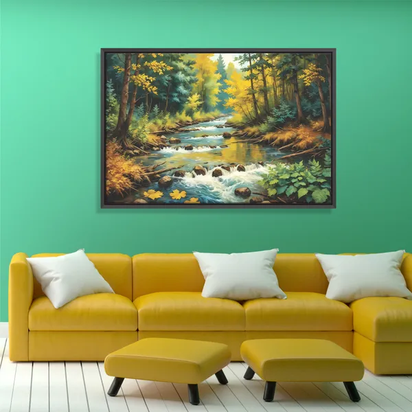 Forest_Waterfall_Canvas_Painting_with_Forest_Stream,_Canvas_Painting