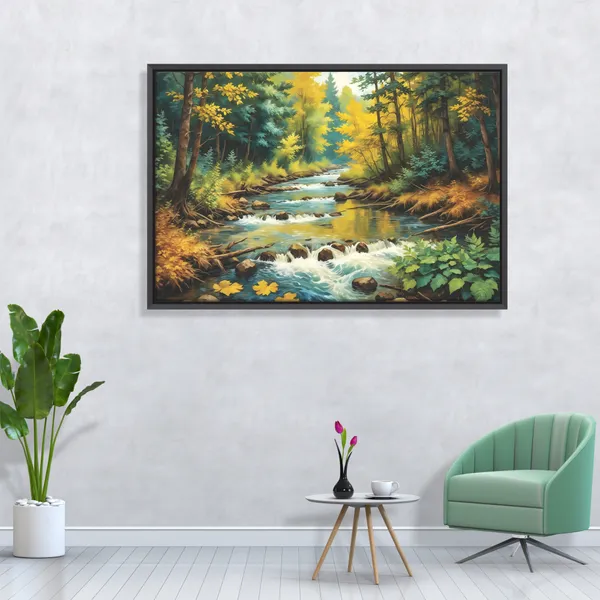 Forest_Waterfall_Canvas_Painting_with_Forest_Stream,_Canvas_Painting