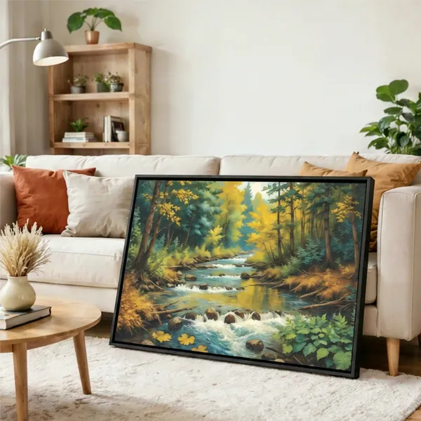 Forest_Waterfall_Canvas_Painting_with_Forest_Stream,_Canvas_Painting