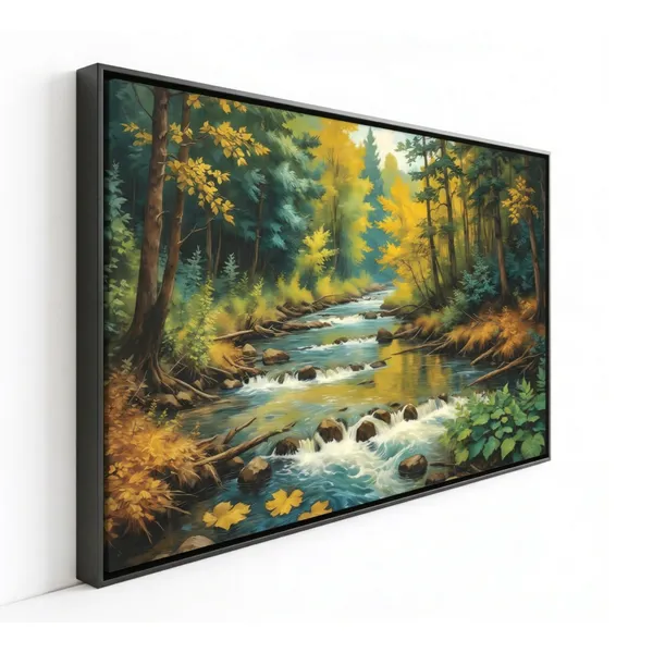 Forest_Waterfall_Canvas_Painting_with_Forest_Stream,_Canvas_Painting