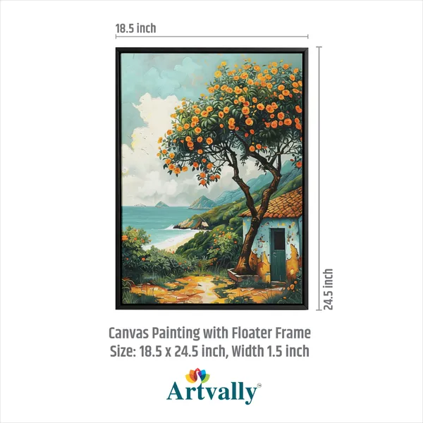 Seaside_Village_&_Orange_Tree_Landscape_Canvas_Painting