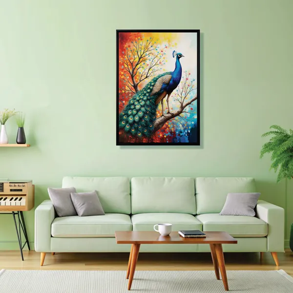 Majestic_Peacock_Framed_Canvas_Wall_Painting