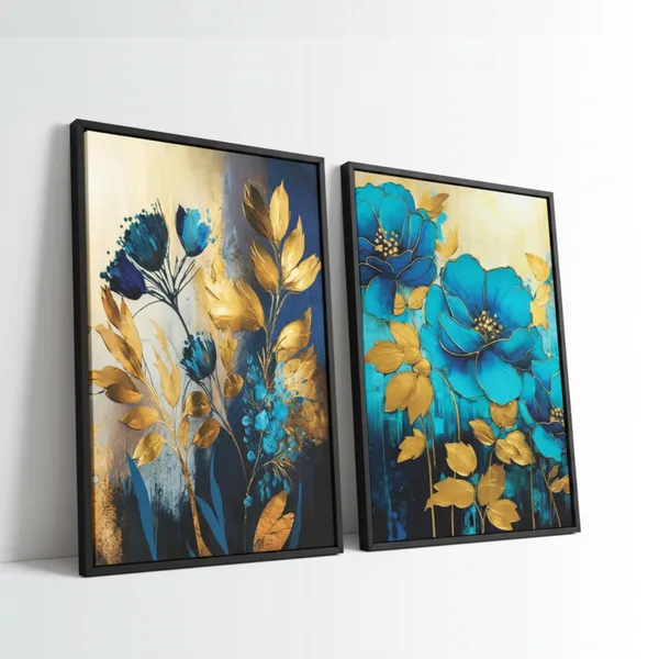 Abstract_Blue_Gold_Flowers_Luxury_Canvas_Wall_Painting