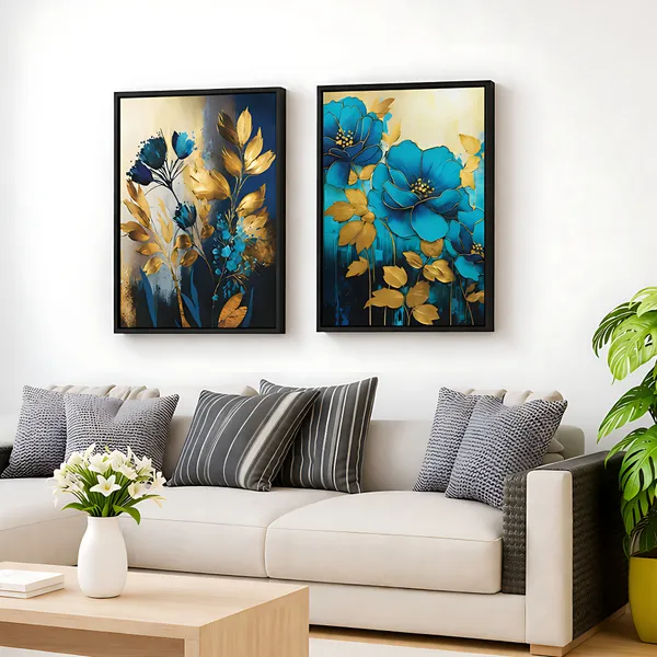Abstract_Blue_Gold_Flowers_Luxury_Canvas_Wall_Painting